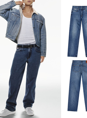 CALVIN KLEIN JEANS韩国代购25秋男90'S直筒中蓝色牛仔裤4RD909G