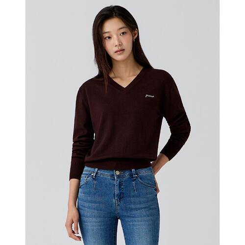 GUESS女V领宽松保暖针织衫