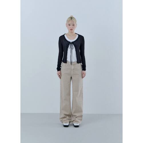 韩国直邮GUESS女款宽腿休闲裤轻薄棉质无弹力日常穿搭牛仔裤OQ2W5