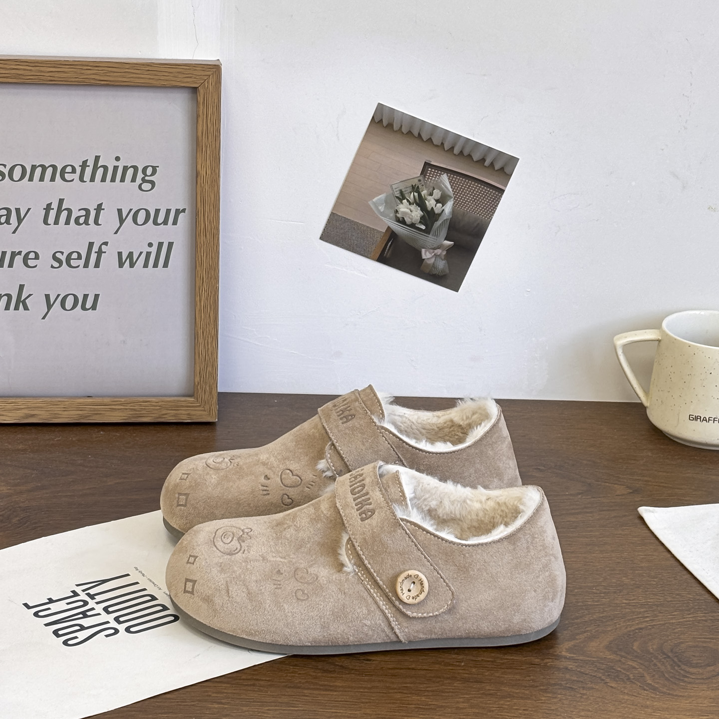 费尔岛加绒外穿勃肯鞋女2025冬季新款时尚户外休闲百搭保暖棉鞋子