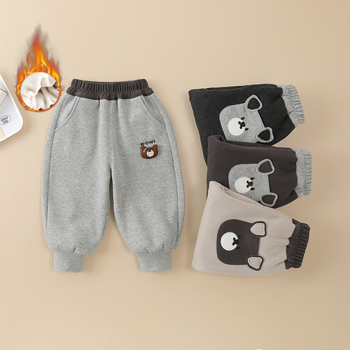 男童加绒裤子儿童一体绒卫裤