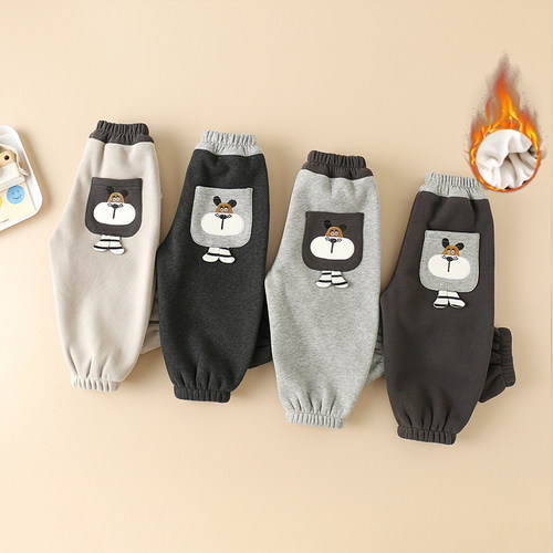 男童加绒裤子秋冬款外穿运动裤