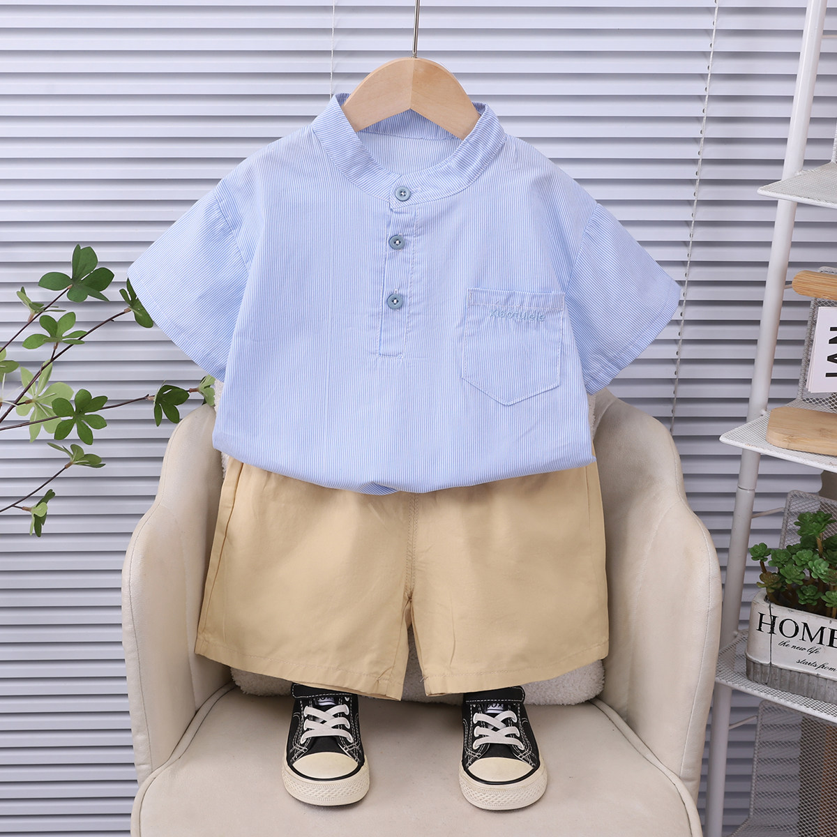 男童夏装短袖套装2026新款夏季儿童衬衫两件套婴儿宝宝小童衣服潮