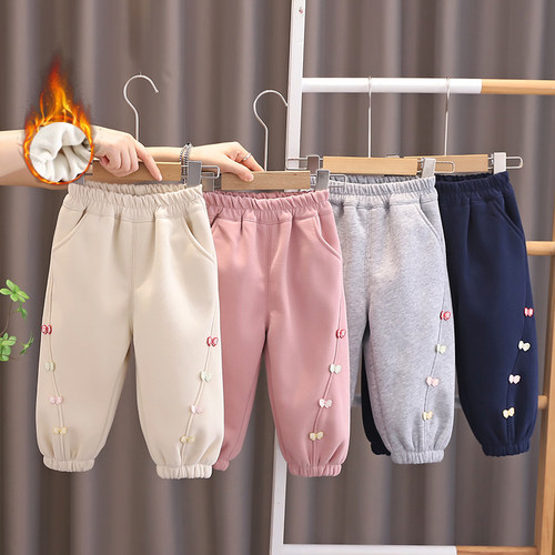 女童加绒裤子冬装新款宝宝体绒
