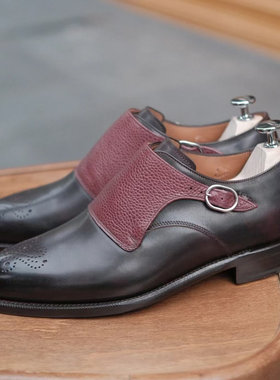 【清仓】美国J.FitzPatrick双翼蒙克Corliss博物馆皮正装男士皮鞋