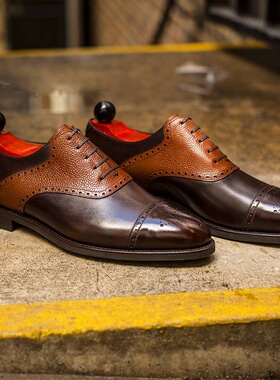 【皮鞋配捐参与款式】美国J.FitzPatrick拼接马鞍牛津Burien复古