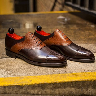 【皮鞋配捐参与款式】美国J.FitzPatrick拼接马鞍牛津Burien复古