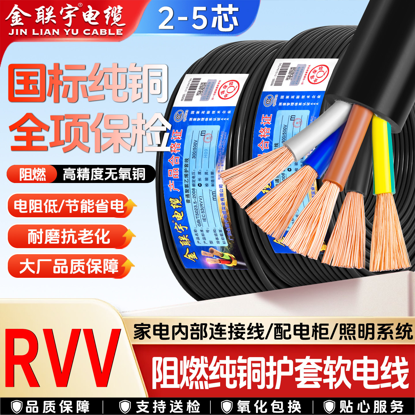 国标电缆线纯铜芯金联宇1.52.5图片
