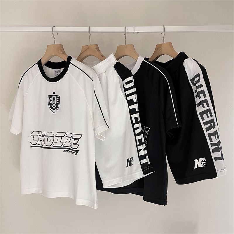 凉感速干~150-190中大童运动速干短袖中裤套装夏青少年网眼两件套