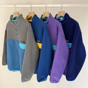 洋气的拼色！150-180中大童立领登山绒卫衣青少年冬季加厚套头衫