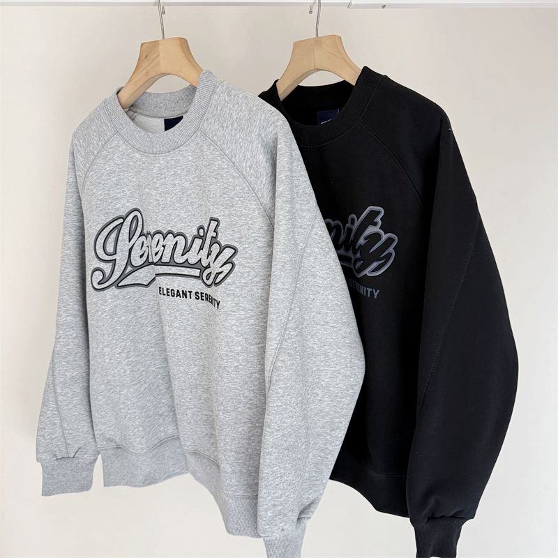 温暖一体绒~150-190外穿打底都ok中大童加厚卫衣秋冬圆领套头衫