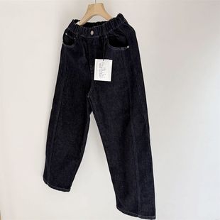 春秋青少年弹力亲子休闲裤 190中大童水洗牛仔棉长裤 150 宽松潮范