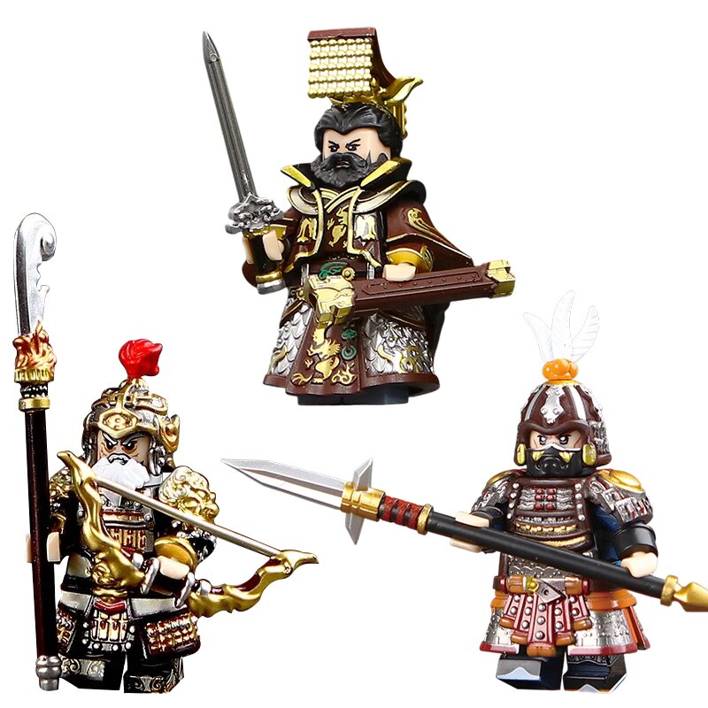 三国赵云吕布五虎将张飞关羽黄忠孙权第三方积木人仔男孩玩具