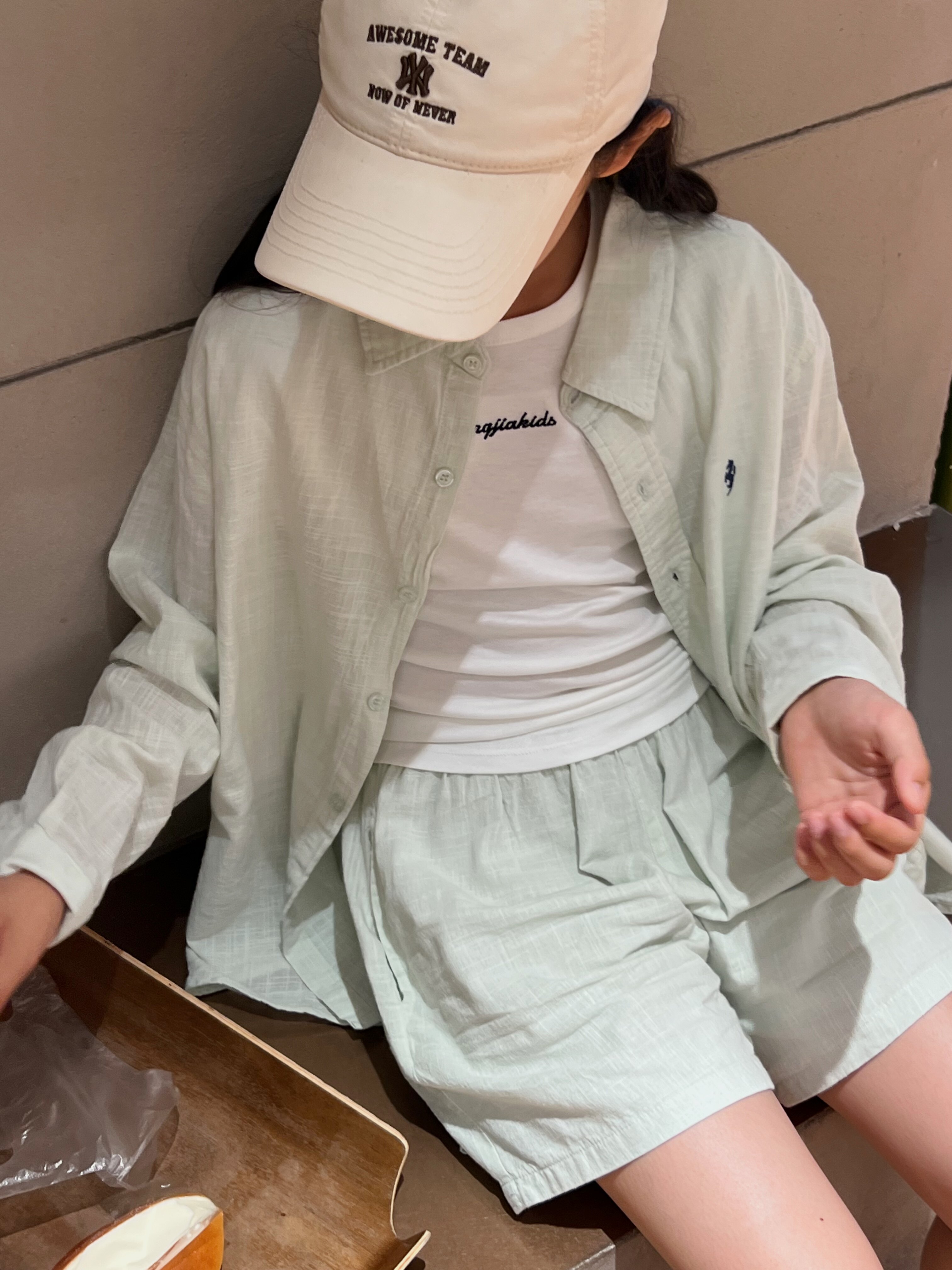 2026夏季女童韩系度假风纯棉薄款衬衫短裤两件套中大童气质套装