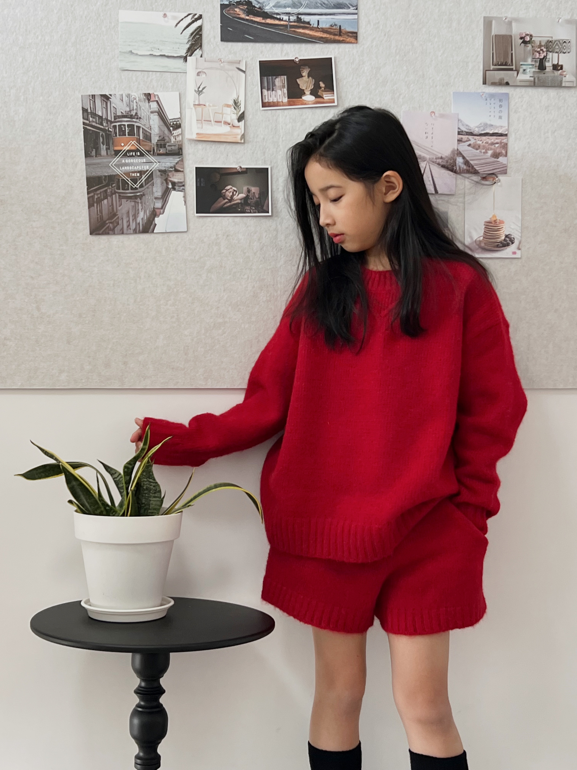 女童秋冬季套装时尚女孩韩系中大童洋气慵懒宽松版毛衣短裤两件套