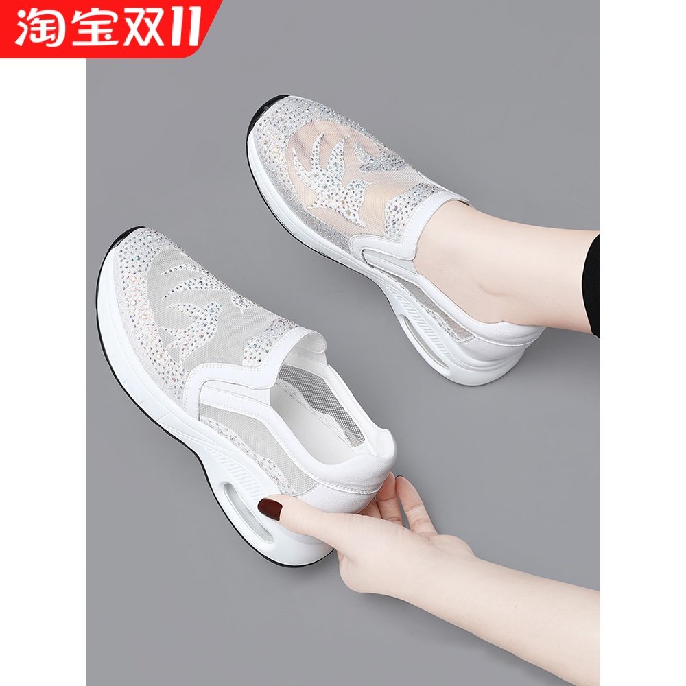网面透气小白鞋女2025年新款秋季薄款运动百搭旅游休闲网纱网鞋