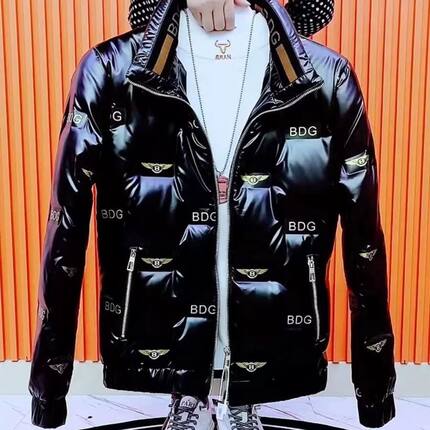 冬季男士羽绒服2024爆款潮男立领加厚保暖时尚短款亮面羽绒外套男