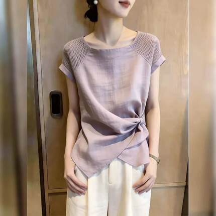 独特漂亮上衣女2026夏季新款高端设计感小众时尚气质短袖衬衫