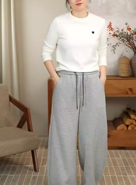 冬季加厚加绒抽绳休闲松紧腰抽绳阔腿香蕉长裤 9997