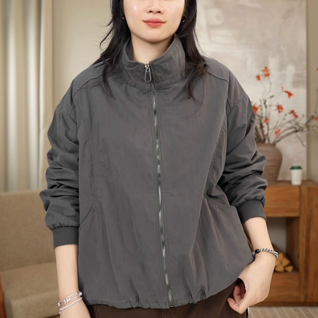 秋季韩版风衣立领百搭显瘦外套 33012,女装/女士精品,风衣,淘宝优惠券,粉丝福利购,淘宝优惠卷