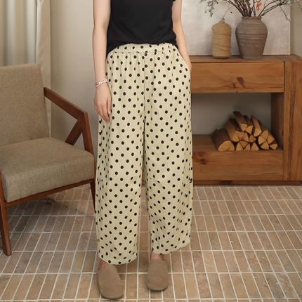 韩版秋冬新款灯芯绒波点时尚九分宽松萝卜裤女 1018