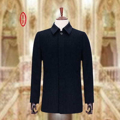 鼎铜短款毛呢秋冬季翻领毛呢大衣