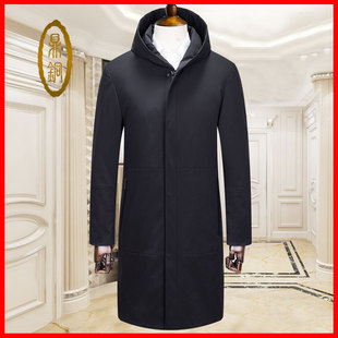 鼎铜男款羽绒服新款连帽中长款中老年冬季商务休闲羽绒内胆防寒服