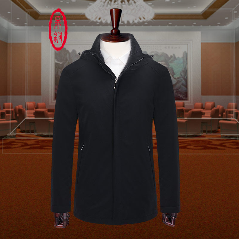 鼎铜连帽羽绒服男冬季加厚中年