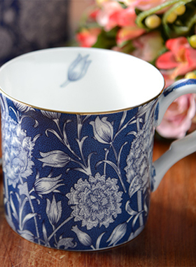 妙HOME欧式骨瓷马克杯金边英式茶杯高档复古咖啡杯William Morris