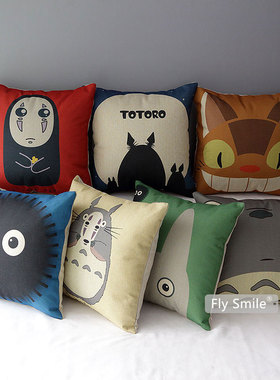 车用棉麻抱枕外套个性腰垫大龙猫宫崎骏千与千寻卡通动漫四季订制