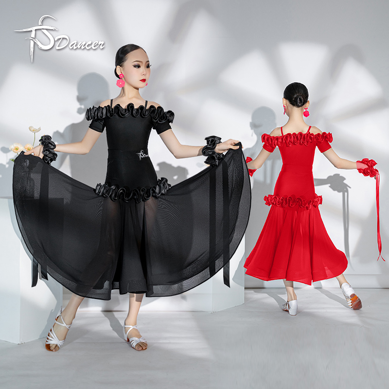 透气弹力网纱摩登舞服现代舞狐步