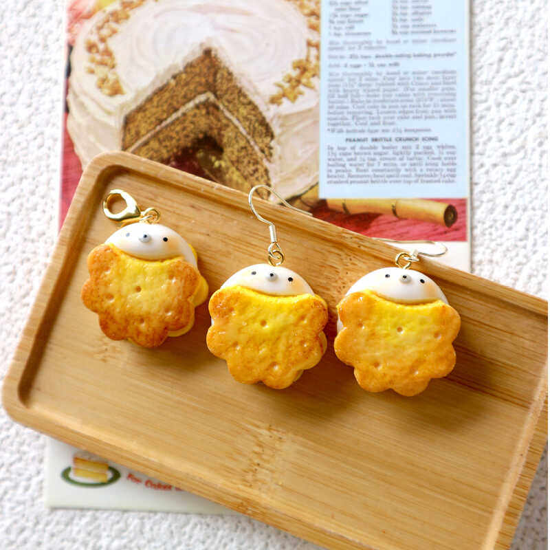 蜜桃家日本食玩手作仿真饼干小动物小海豹趣味学生耳环闺蜜礼物