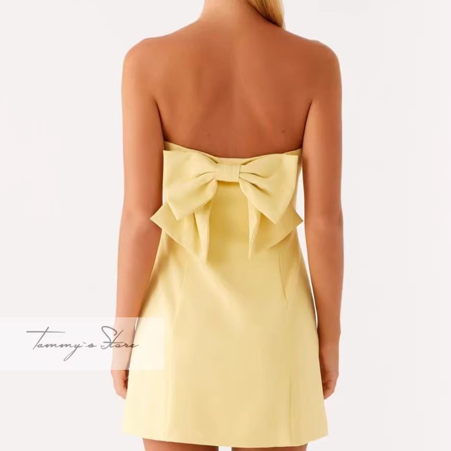 塔米家 PE抹胸背后蝴蝶结装饰连衣裙 F4-4