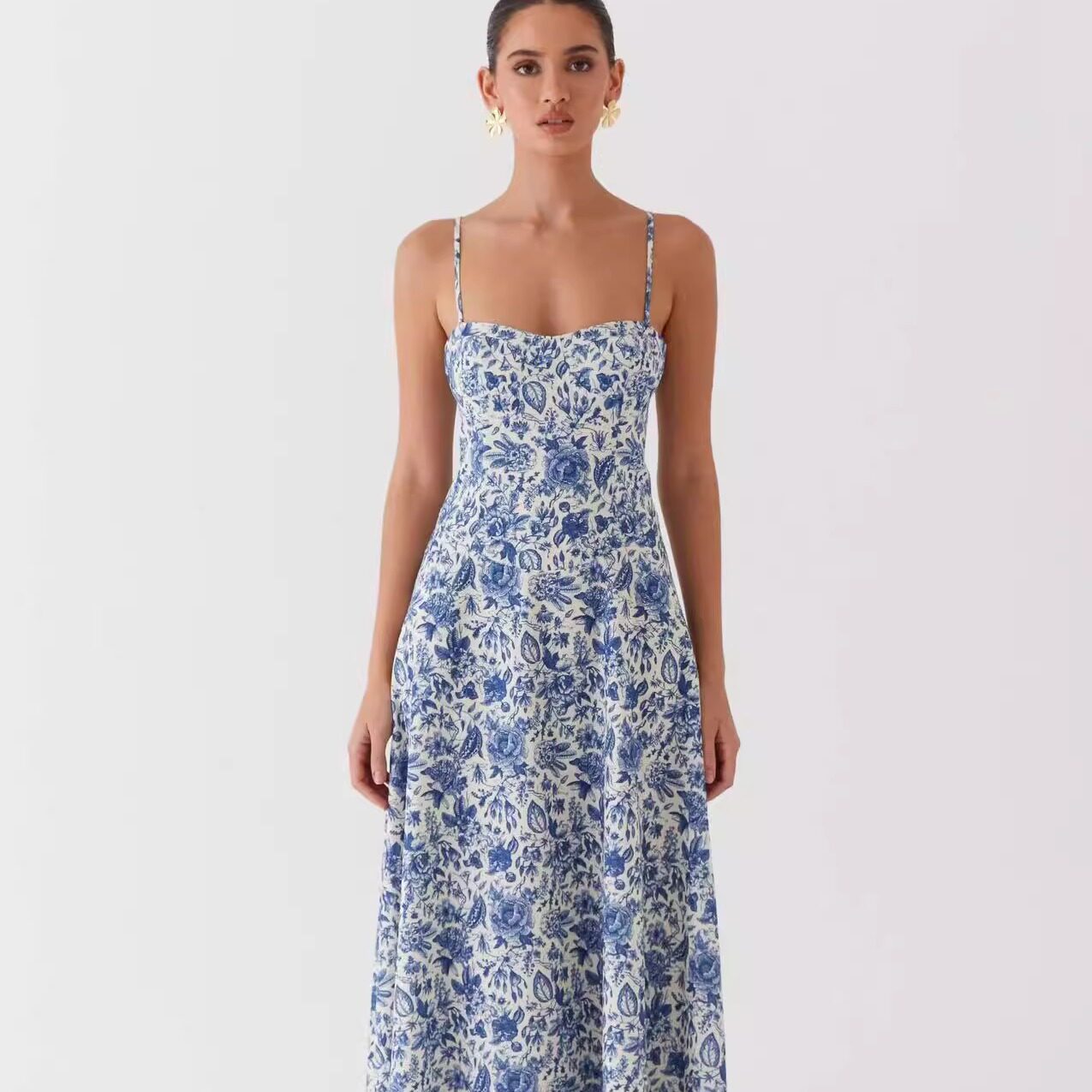 塔米家 PE青花瓷吊带连衣长裙 H2-3