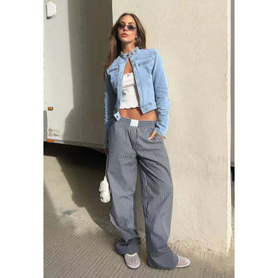 塔米家 澳母狮子L*on*ss低腰宽腿条纹长裤 A5-4