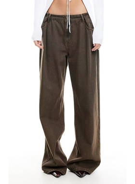 塔米家 澳母狮子L*on*ss泥土色低腰宽松牛仔裤 B2-1