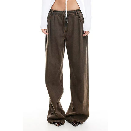 塔米家 澳母狮子L*on*ss泥土色低腰宽松牛仔裤 B2-1