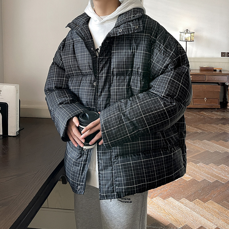 个性格子加厚连帽棉服 男外套潮 棉衣 MF130 P115图片