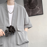 复古日系禁欲性冷淡工装风道袍禅服和服男短袖衬衫CS920P60，男装T恤，电商A070