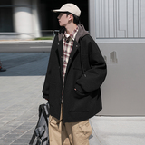 cityboy宽松连帽风衣多口袋立体男毛呢大衣ADY09P120，男装风衣，电商A070