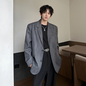 垫肩做旧工艺痞帅高级感高价西装外套潮男休闲西服 ZZ223 P108图片