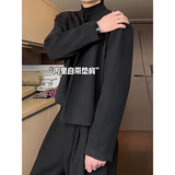 春款垫肩泥料立领短款西装外套老钱风修身夹克男小西服345P108，男装夹克，电商A070
