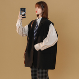 休闲西装马甲男痞帅宽松无袖中性风纯色马夹X207P65，男装西服套装，电商A070