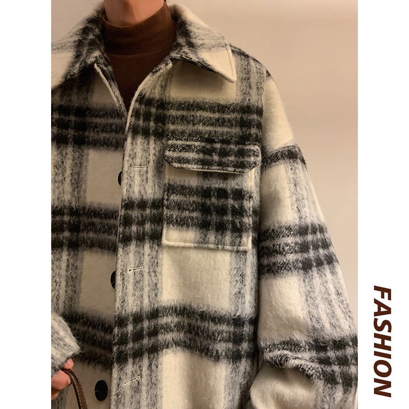 小香风复古格呢子夹克外套马海毛保暖男毛呢大衣AJK339P108,男装夹克,电商A070
