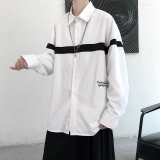 条纹宽松长袖薄衬衣打底韩男生港味衬衫C906P45，男装T恤，电商A070