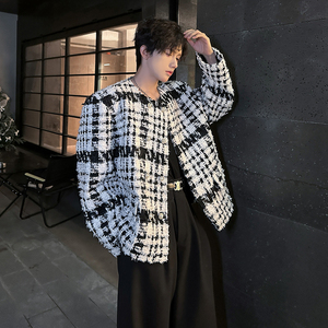 垫肩设计款双排扣小香风外套韩夜店潮男女小西服夹克 JK369 P118图片