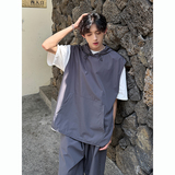 背心马甲套装宽松连帽潮牌T恤短裤男短袖2件套装AZ753P75，男装牛仔裤，电商A070