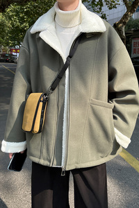 羊羔毛加厚外套男拉链宽松翻领棉袄冬季潮棉衣 MF313 P128图片