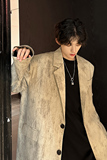垫肩做旧工艺痞帅高级感高价西装外套潮男休闲西服ZZ223P108，男装西服，电商A070