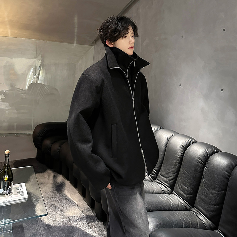 加棉冬呢子外套cleanfit韩系假两件高级感毛呢男夹克DY711P125,男装夹克,电商A070